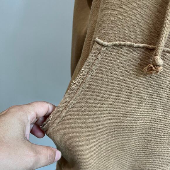 Aerie Tan Lounge Soft V Neck Oversized Cotton Blend Hoodie Size Small - Picture 6 of 10